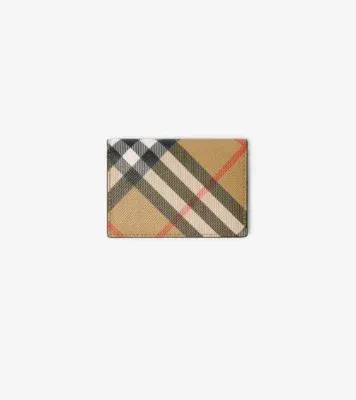 Check Folding Card Case in Sand beige - Men, Canvas