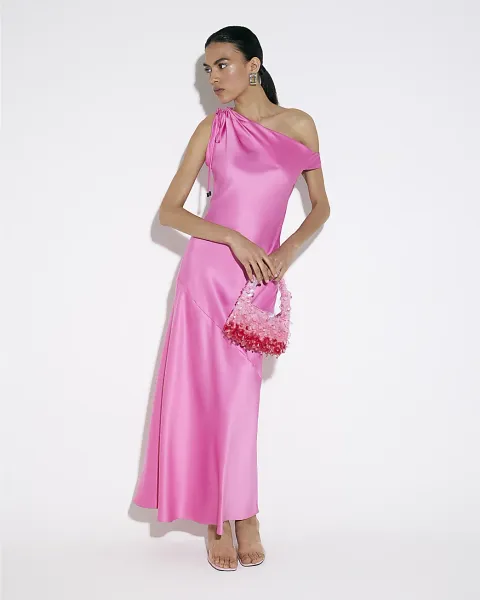River Island Satin One Shoulder Maxi Dress
