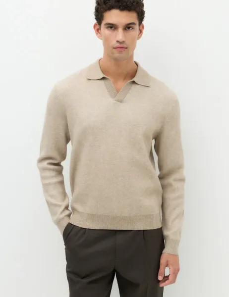 Marks & Spencer Air Yarn Plaited Open Neck Jumper Neutral