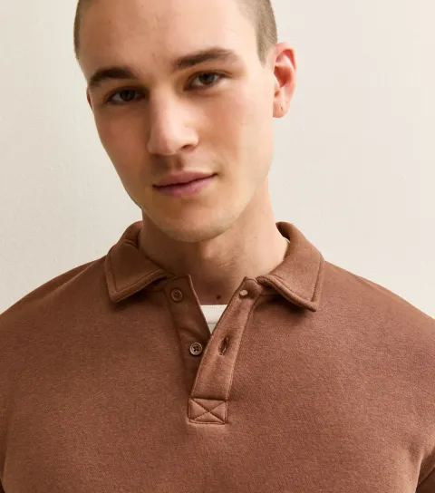 Men's Rust Rugby Polo Relaxed Sweatshirt