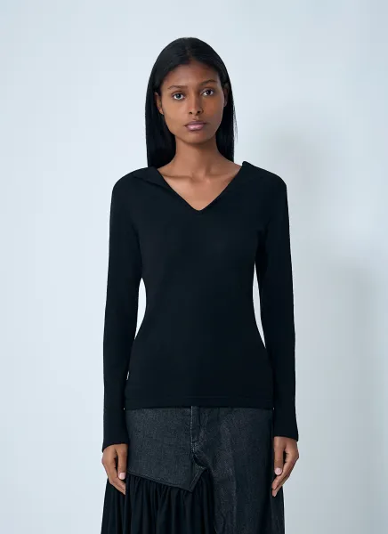 Lace-Up Wool Sweater