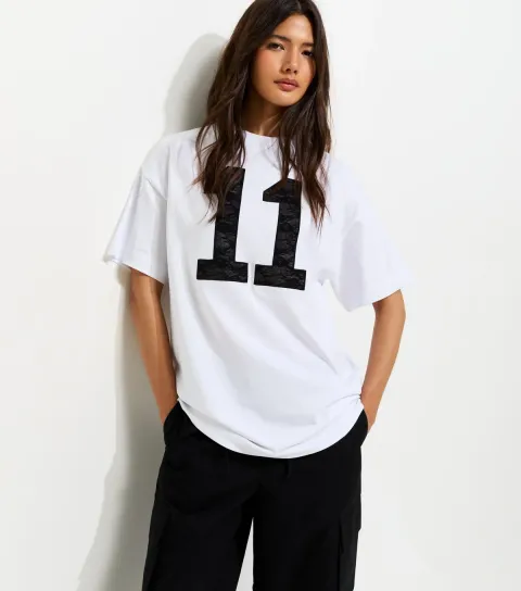 Women's White Lace 11 Trim Football Tee