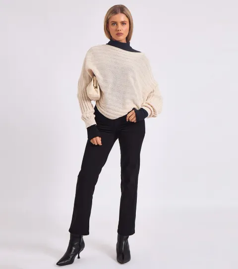 Women's Cream Knit Batwing Sleeve Jumper