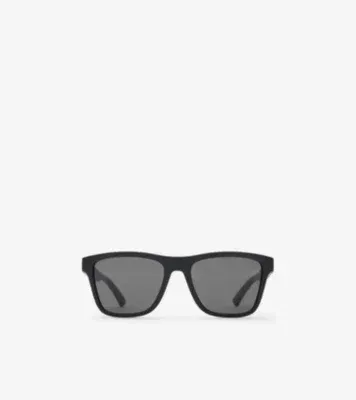 Textured Check Square Sunglasses in Black