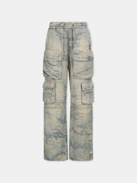 CAMO JACQUARD BAGGY CARGO JEAN - Camo Indigo