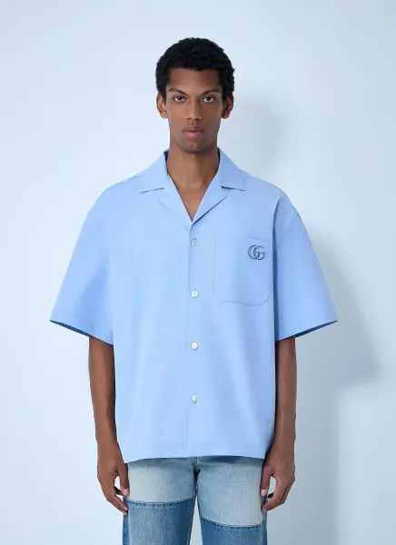 Logo Embroidery Camp Collar Shirt