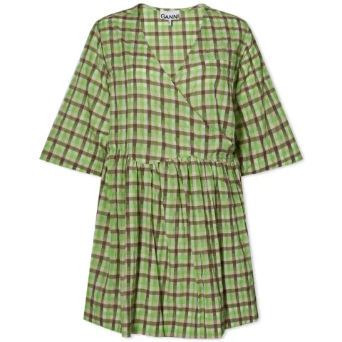Checked Wrap Dress