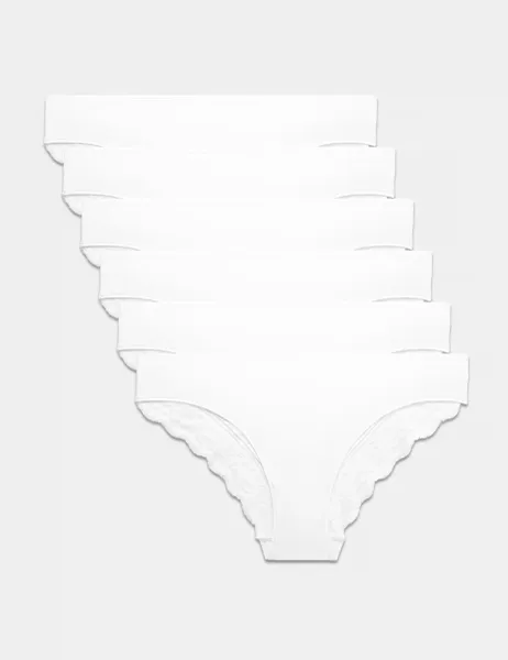Marks & Spencer 5pk Cotton Rich Printed Brazilian Knickers White