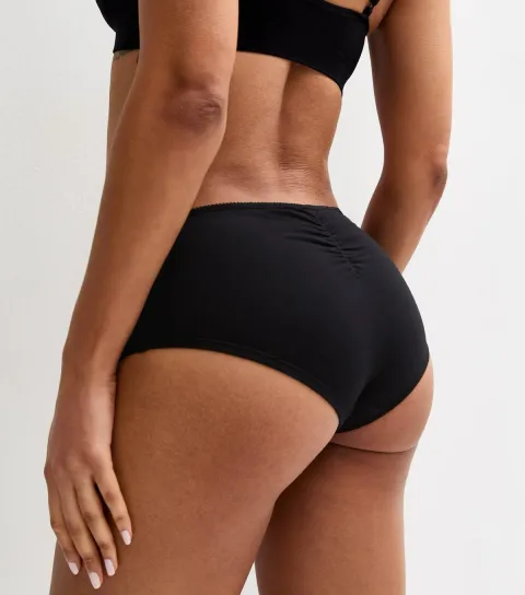 Women's Black Ruched Front Short Briefs