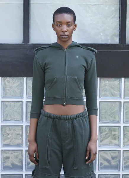Shrunken Military Hooded Sweatshirt