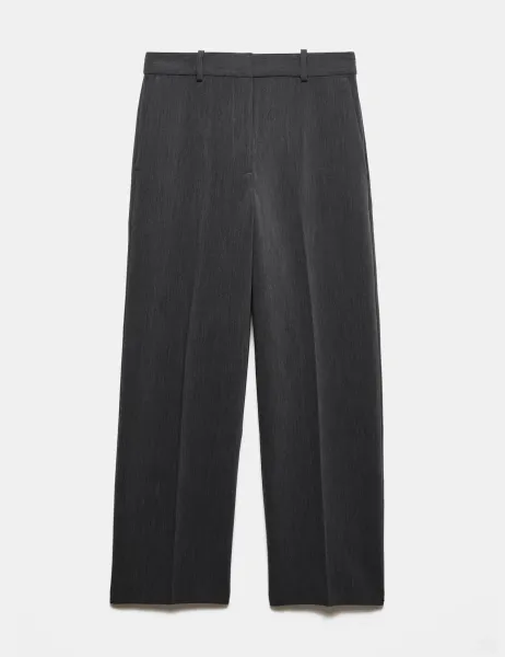 Marks & Spencer Woven Straight Leg Trousers with Stretch Charcoal