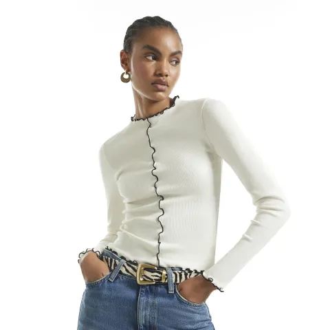 River Island Ribbed Lettuce Hem Top