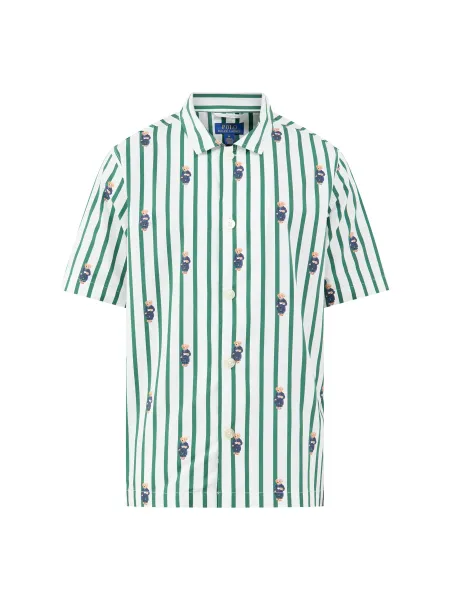 Polo Ralph Lauren Bear Stripe Cotton Short-Sleeved Pyjama Shirt