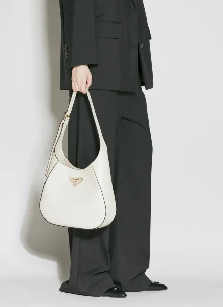 Logo Plaque Leather Shoulder Bag
