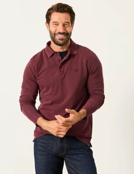 FatFace Pure Cotton Pique Polo Shirt Plum