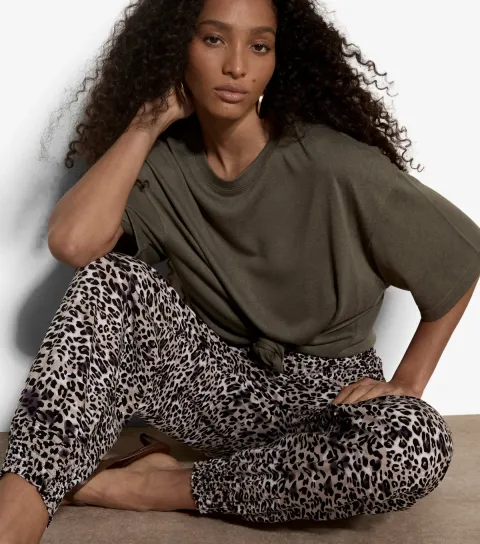 Women's Brown Animal Print Joggers