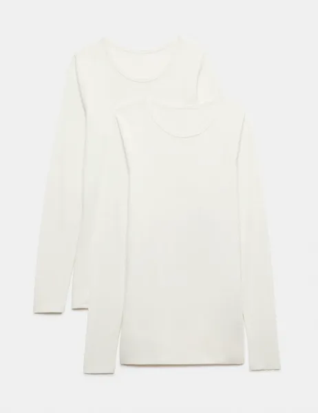 Marks & Spencer 2 Pack Thermal Pointelle Long Sleeve Top White
