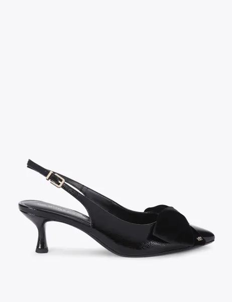 Kurt Geiger Velvet Bow Kitten Heel Slingback Shoes Black