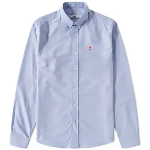 AMI Button Down Heart Logo Oxford Shirt