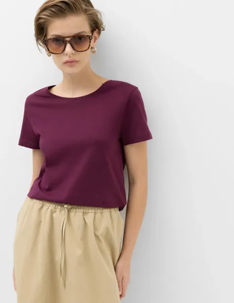 Marks & Spencer Pure Cotton Crew Neck T-Shirt Dark Mulberry