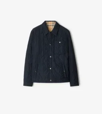 Reversible Quilted Nylon Overshirt in Navy