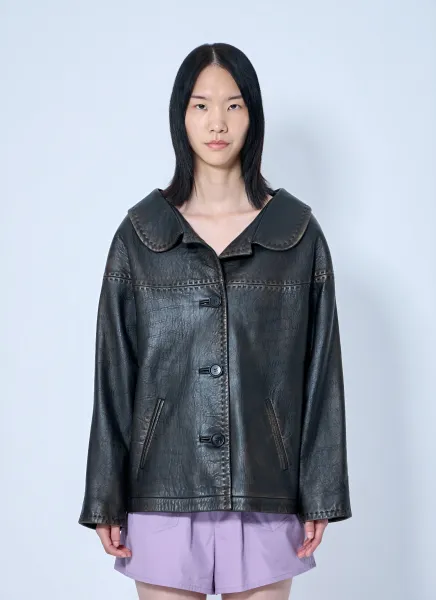 Leather Button-Up Jacket