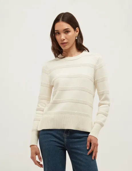 Hobbs Pure Cotton Crew Neck Jumper Beige