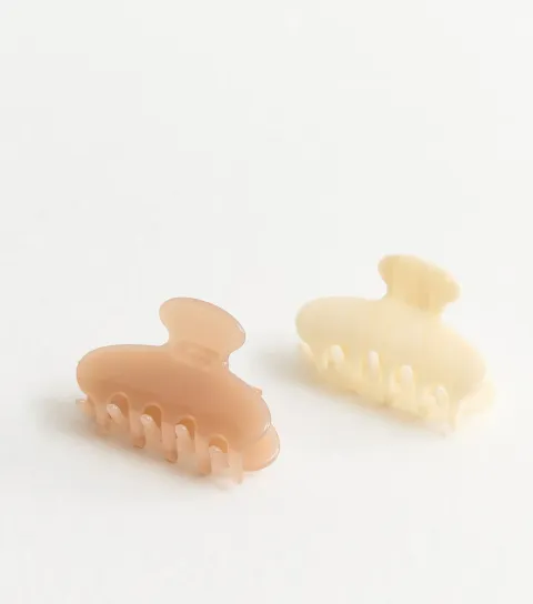 Pack of 2 Cream Curved Hair Claw Clips