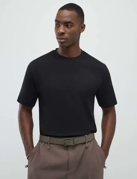 River Island Slim Fit Pure Cotton T-Shirt Black