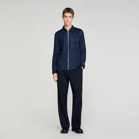 Loose-fit zip-up shirt