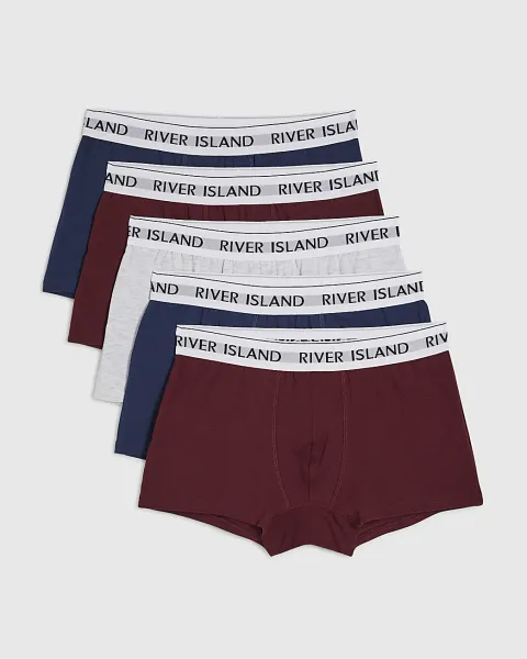 River Island Mixed Waistband Pack Of 5 Trunks
