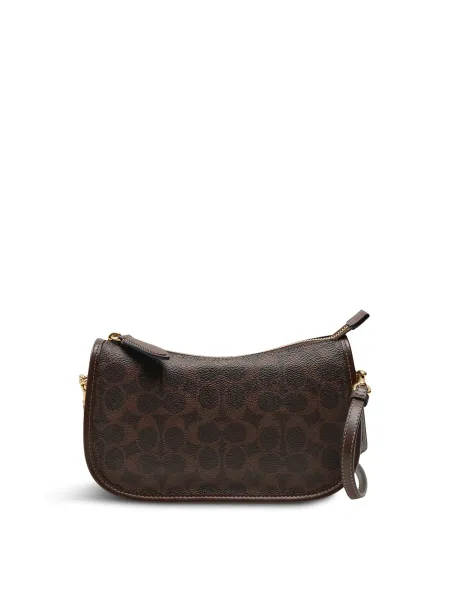 Coach Waverly Signature Leather Canvas Shoulder Bag Maple
