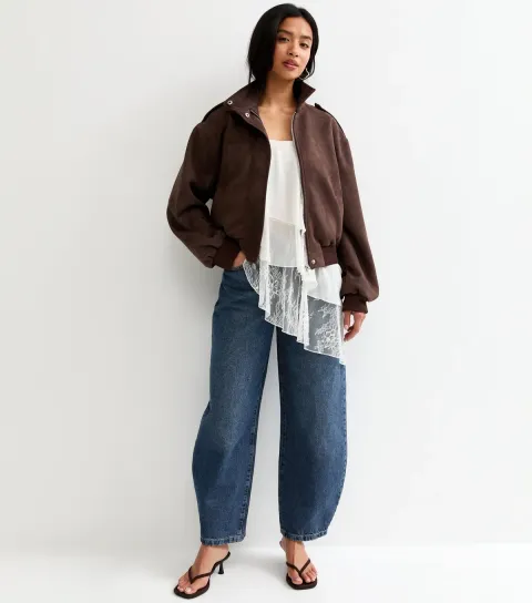 Women's Petite Vintage Tint Blue Barrel Leg Jeans