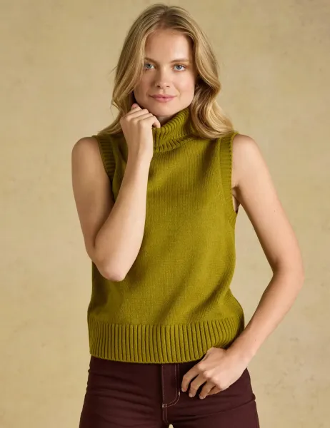 Joules Roll Neck Fitted Knitted Vest with Wool