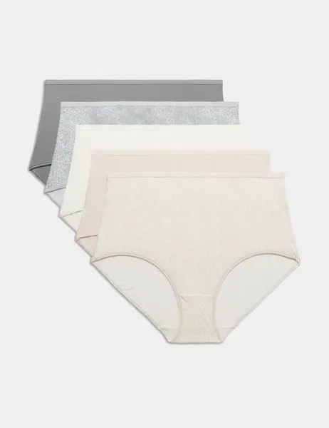 Marks & Spencer 5pk Microfibre Full Briefs Grey Mix