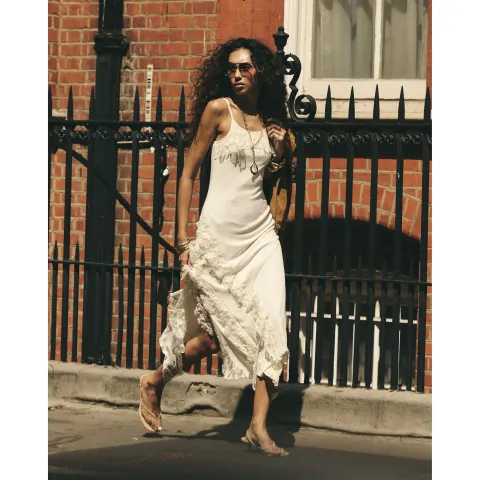 River Island Asymmetric Lace Trim Maxi Dress