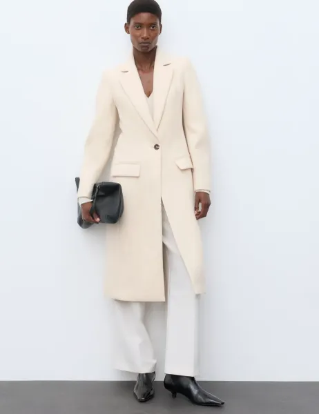 Autograph Wool Blend Longline Tailored Coat Ivory
