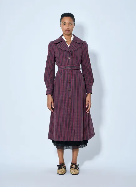 Belted Button-Down Trench Coat