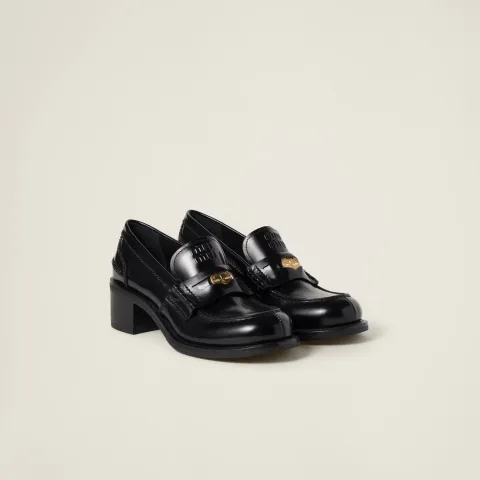 Brushed leather loafers