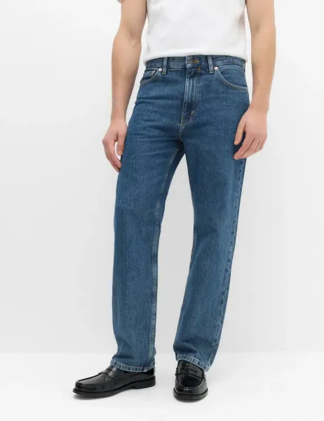 Marks & Spencer Authentic Relaxed Straight Fit Rigid Jeans Medium Blue