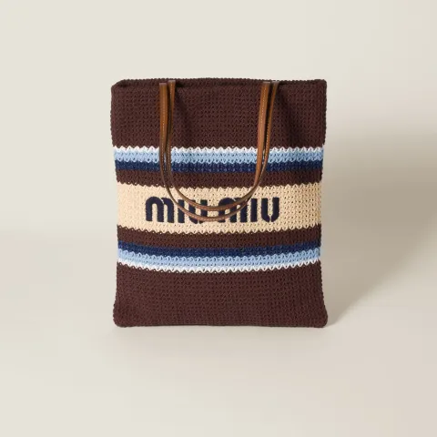 Raffia-effect woven tote bag