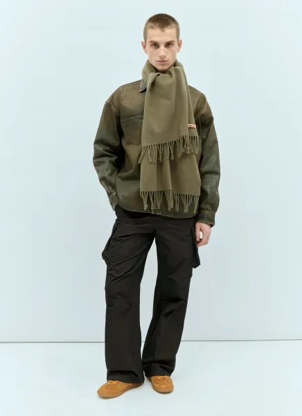 Narrow Fringe Wool Scarf
