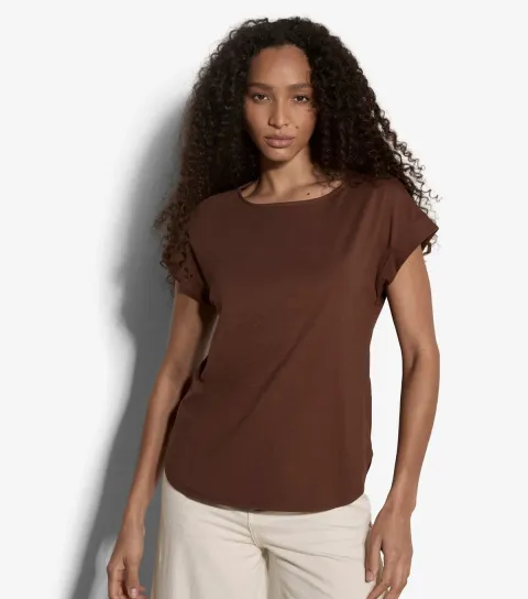 Women's Dark Brown Grown On Sleeve T-Shirt
