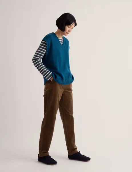 Seasalt Cornwall Cotton Rich Tapered Ankle Grazer Trousers Brown