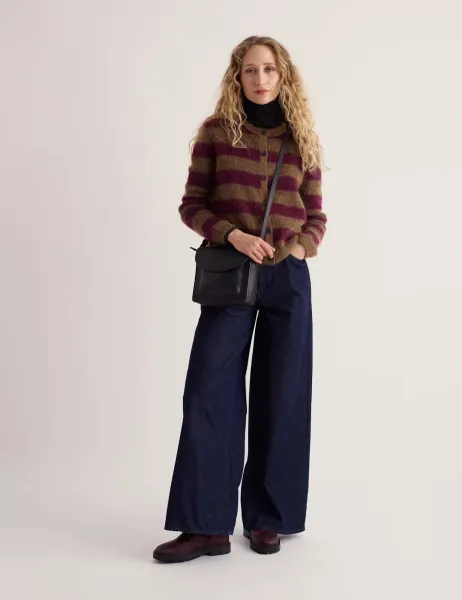 Seasalt Cornwall Striped Cardigan with Wool & Mohair Purple Mix