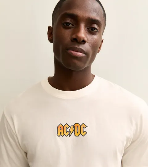 Only and Sons Women's Cream Relaxed ACDC Logo T-Shirt