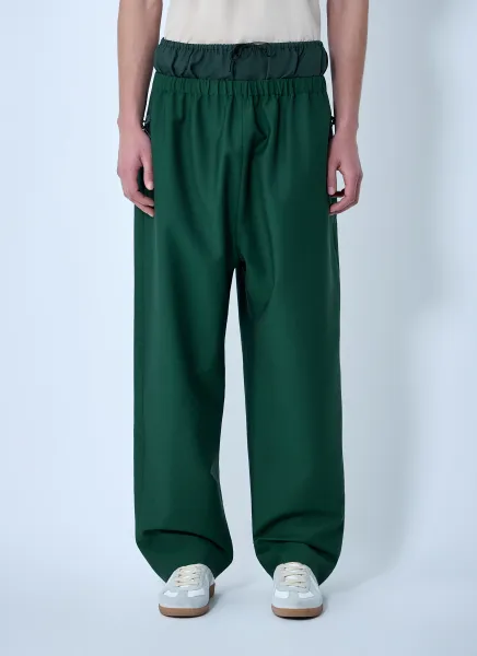 Wide-Leg Drawstring Trousers