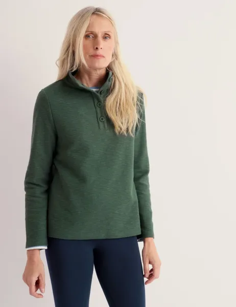 Seasalt Cornwall Pure Cotton Collared Sweat-shirt Olive