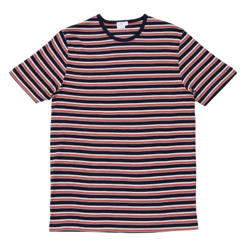 Henley Stripe Crew Neck Tee