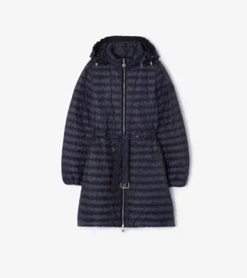 Nylon Amberley Puffer Coat in Navy